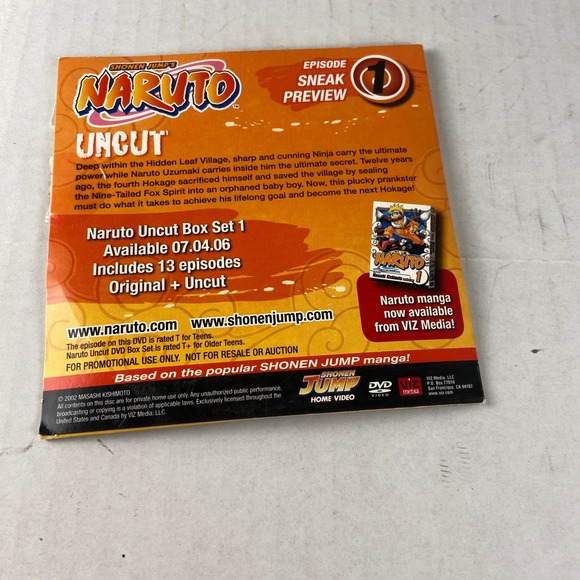 Naruto Uncut Episode 1 Sneak Preview DVD Shonen Jump Anime TV Show - Picture 3 of 5